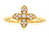 Elegant & Trendy 14K Yellow Gold 0.16 Carats Diamond Floral Ring