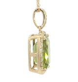 Vibrant Colored Stone Necklaces 14K Yellow Gold 4.25 Carats Peridot & 0.22 Carats Diamond Halo Necklace - 18 Inch
