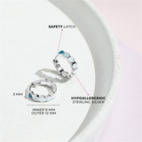 Sterling Silver Heart Cascade 9.0 MM Enamel Hoop Earrings