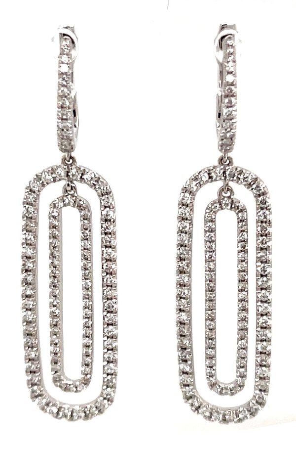 White 18 Karat Gold 1.07 Carats Diamond Dangle Earrings