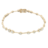 Sophisticated & Timeless Diamond Bracelets 14K Yellow Gold Bezel Set, Pear, Oval & Round Cut 1.65 Carats Diamond Bracelet - 7 Inch