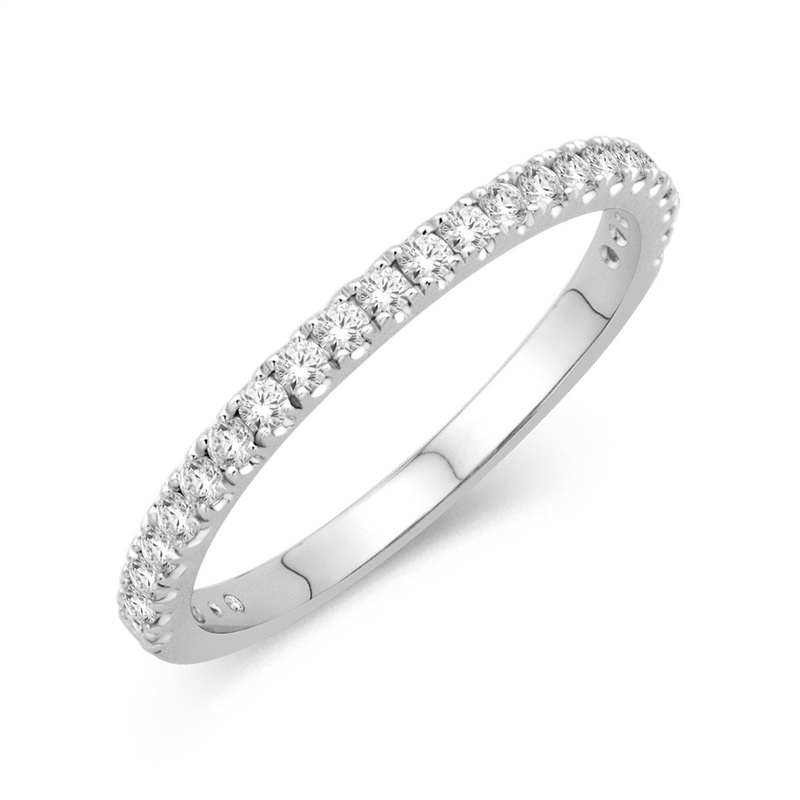 White 14 Karat Gold 1/4 Carats Diamond Stackable Band