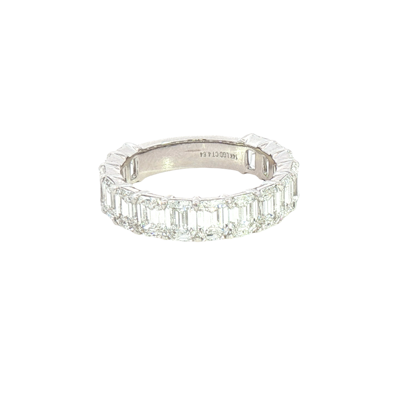 Elegant Diamond Bands 14K White Gold 4.64 Carats Emerald Cut Lab Grown Diamond Anniversary Band