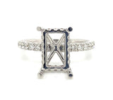 Elegant Diamond Mountings 18K Gold White Diamond Accented Emerald Cut Engagement Ring - 0.44 Carats Accent Diamonds