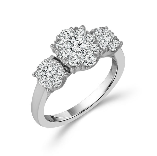 White 14 Karat Gold 1.0 Carats Diamond Halo Engagement Ring