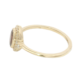 Bold & Elegant 14K Yellow Gold Oval Cut 0.70 Carats Garnet & 0.16 Carats Diamond Halo Ring