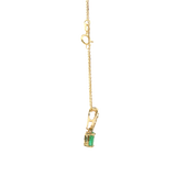 Yellow Gold Asymmetrical Emerald Pendant Necklace - 18K Gold Yellow 0.45 Carats Oval Emerald & 0.09 Carats Diamond, 18 Inch