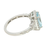 Bold & Elegant 14K White Gold Rectangular Cushion Cut 2.0 Carats Aquamarine & 0.50 Carats Diamond Ring
