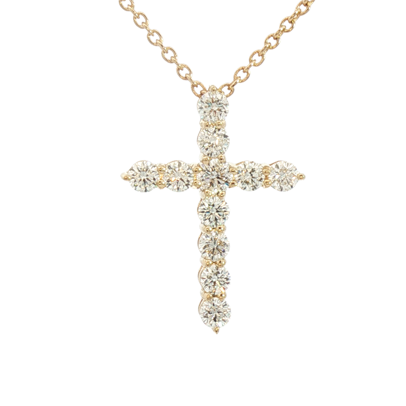 Vibrant 14K Yellow Gold 0.83 Carats Diamond Cross Pendant