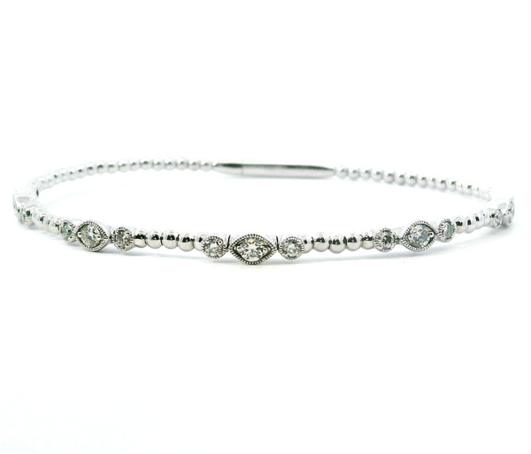 Sophisticated & Timeless Diamond Bracelets 14K Gold White & Titanium Flexible Diamond Bangle Bracelet - 0.69 CTW, Size 6.75 Inch