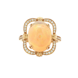 Bold & Elegant 18K Gold Yellow Halo Opal Fashion Rings - Opal 4.05 Carats & Diamond 0.22 Carats