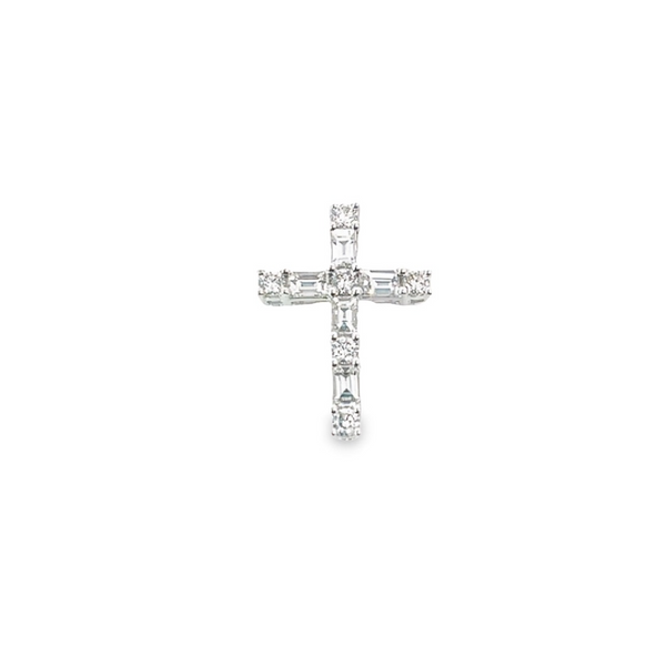 White 14 Karat Gold 0.71 Carats Diamond Cross Pendant