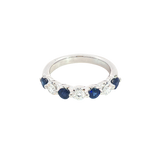 Bold & Elegant 14K White Gold 0.75 Carats Blue Sapphires & 0.43 Carats Diamonds Stackable Band