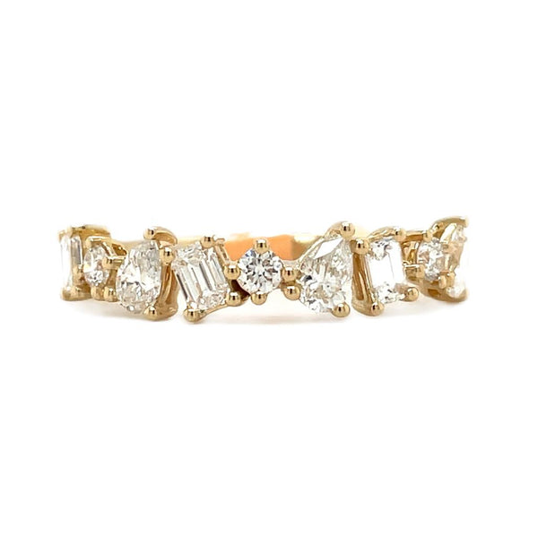 Yellow Gold 14K .80 Carats Diamond Scattter Band