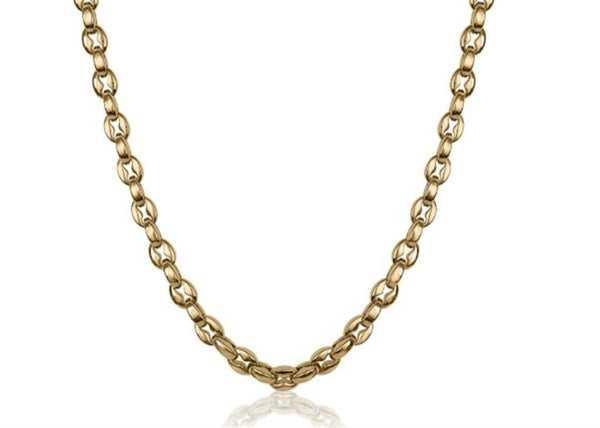Yellow Gold Ion Plated Stainless Steel Polished 4.5MM Handmade Oval Link Necklace