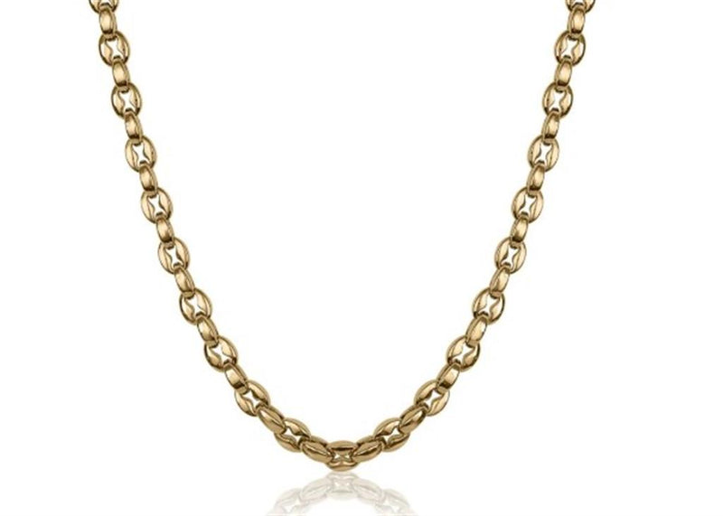 Yellow Gold Ion Plated Stainless Steel Polished 4.5MM Handmade Oval Link Necklace