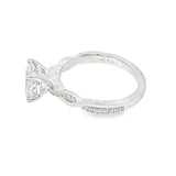 Elegant Diamond Mountings 14K White Gold Round Cut Cubic Zirconium & 0.12 Carats Diamond Engagement Ring