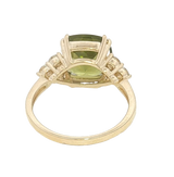 Bold & Elegant 14K Yellow Gold Cushion Cut 4.20 Carats Peridot & 0.45 Carats Diamond Ring