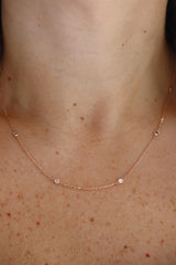 Elegant Diamond Necklaces 14K Rosé Gold 0.31 Carats Black & White Diamond Station Necklace - 18 Inch