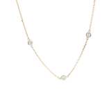 Elegant Diamond Necklaces 14K Yellow & White Gold 1.0 Carats Diamond Station Necklace - 18 Inch