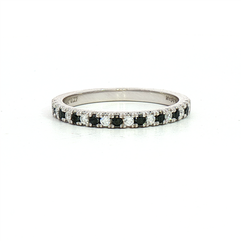 MPJ Exclusive Diamond Bands 14K Gold White & BlackAlternating Stackable 0.27 Carats Diamond Stackable Band