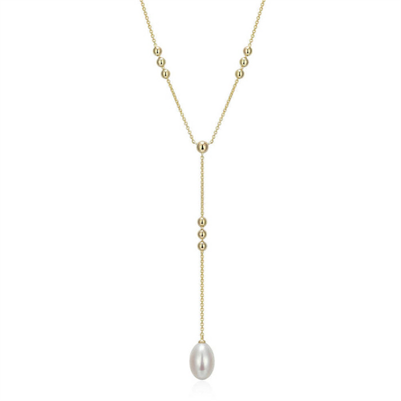 Elegant Pearl Necklaces & Pendants Yellow Sterling Silver Pearl Necklce
