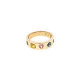 Bold & Elegant 14K Yellow Gold 0.74 Carats Multi Colored, Multi Cut Sapphire Stackable Ring