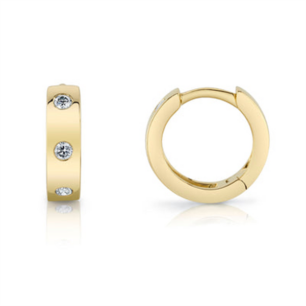 Classic & Contemporary 14K Gold Yellow 0.11 Carats Diamond Huggie Earrings