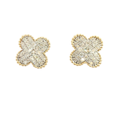 Classic & Contemporary 14K Yellow Gold 0.842 Carats Diamond Quatrefoil Shaped Stud Earrings