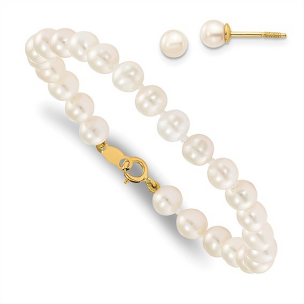 Girls Pearl Bracelet - White | 14K Gold - The Jeweled Lullaby