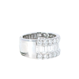 Elegant & Trendy 18K Gold White 2.93 Carats Baguette & Round Diamond Accented Cigar Style Dinner Ring