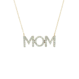 Elegant Diamond Necklaces 14K Yellow Gold  0.473 Carats Diamond "MOM" Necklace - 18 Inch