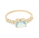 Bold & Elegant 14K Yellow Gold 0.85 Carats Aquamarine & 0.15 Carats Diamond Ring