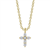 Elegant Diamond Necklaces 14K Yellow Gold 0.10 Carats Petite Diamond Cross Necklace - 18 Inch