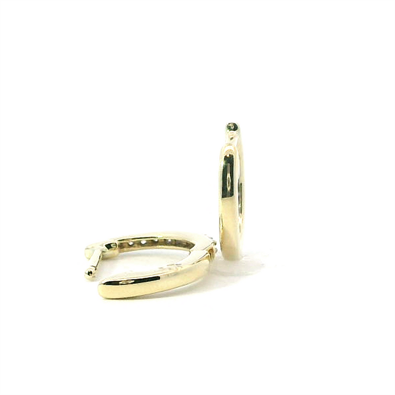 Classic & Contemporary 10K Gold Yellow 1/6 Carats Diamond Small 12.3mm Hoop Earrings