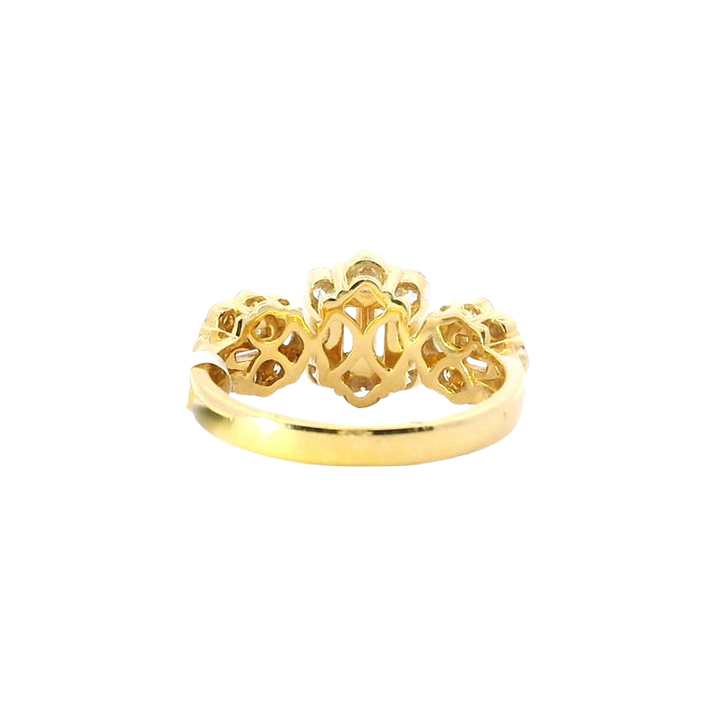 Elegant & Trendy 18K Yellow Gold 1.45 Carats Diamond Fashion Triple Halo Ring