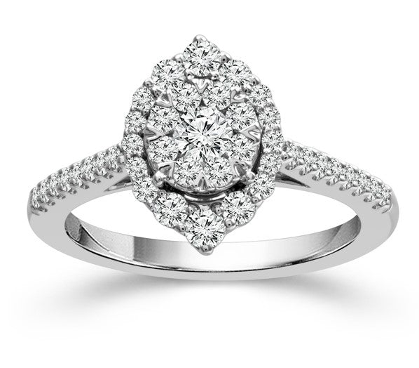 White 14 Karat Gold 0.75 Carats Diamond Halo Engagement Ring