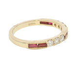 Elegant & Trendy 14K Yellow Gold 0.47 Carats Ruby & 0.35 Carats Diamond Stackable Ring