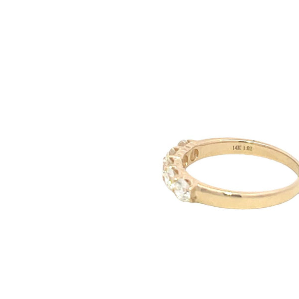 Elegant Diamond Bands 14K Gold Yellow Stackable 1.02 Carats Diamond 5 Stone Anniversary Band