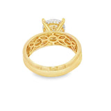 Elegant Diamond Mountings 14K Yellow Gold Round Cut Cubic Zirconium & 0.07 Carats Diamond Hidden Halo Engagement Ring