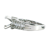 Elegant Diamond Mountings 18K White Gold Baguette & Round Cut 0.81 Carats Diamond Semi-Mount Ring For A 2.0 Carats Gemstone