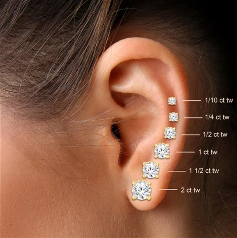 Classic & Contemporary 10K Gold Yellow 2.20 Carats Diamond 4-Prong Stud Earrings
