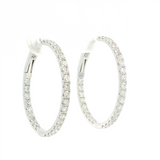 Classic & Contemporary 18K White Gold Inside Out 1.35 Carats Diamond Large Hoop Earrings