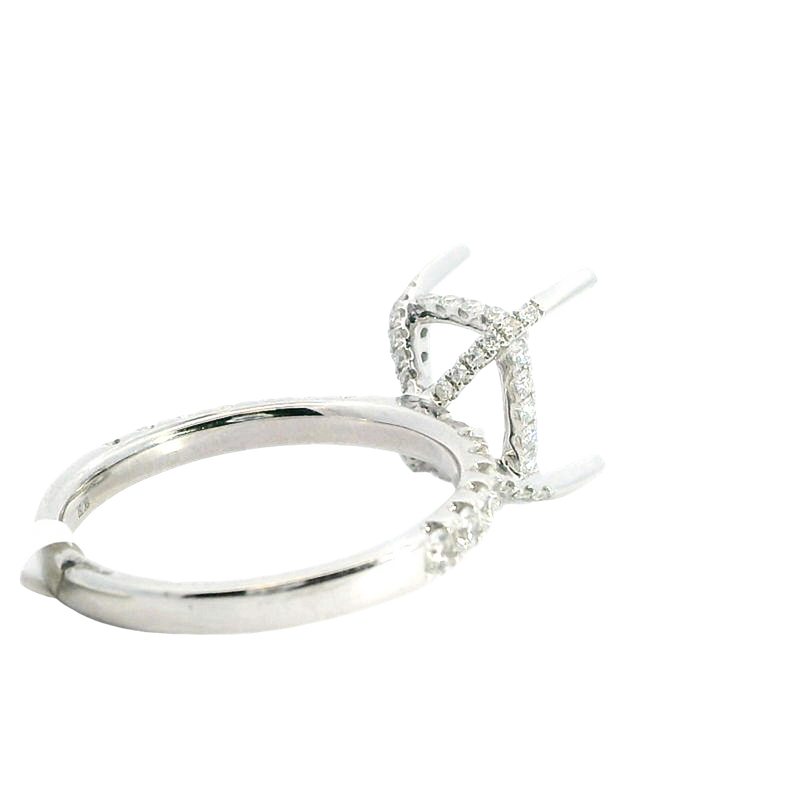 Elegant Diamond Mountings 18K White Gold Rectangular 10x8mm Semi Mount Engagement Ring - 0.67 Carats Diamond
