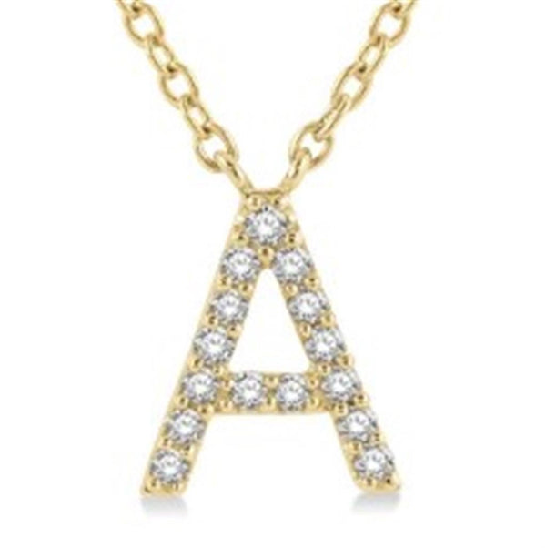 Elegant Diamond Necklaces 10K Gold Yellow 0.05 Carats Diamond Initial A Pendant Necklace - 18 Inch Adjustable