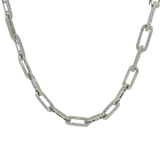 Elegant Diamond Necklaces 18K White Gold 0.99 Carats Diamond Paper Clip Link Necklace - 16.5 Inch