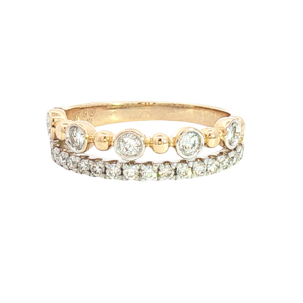 Elegant & Trendy 14K Yellow & White Gold 0.47 Carats Diamond Duo Stack Band
