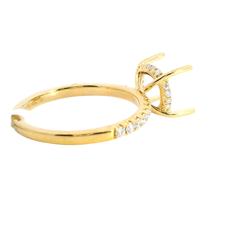 Elegant Diamond Mountings 18K Yellow Gold 3.0 Carats Round Diamond Semi Mount Ring - 0.32 Carats