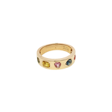 Bold & Elegant 14K Yellow Gold 0.74 Carats Multi Colored, Multi Cut Sapphire Stackable Ring