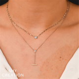 Elegant Diamond Necklace 14K Gold Yellow 0.03 Carats Diamond Solitaire Lariat Necklace - 20 Inch